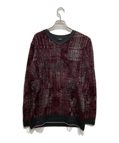 5351 pour les hommes（5351プールオム）5351 pour les hommes (5351プールオム) ブロークンダスティーチェックPO ニット ボルドー サイズ:48の古着・服飾アイテム