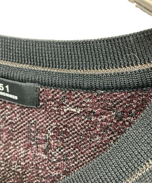 5351 pour les hommes（5351プールオム）5351 pour les hommes (5351プールオム) ブロークンダスティーチェックPO ニット ボルドー サイズ:48の古着・服飾アイテム