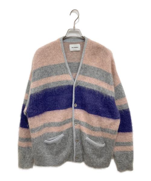 FILL THE BILL（フィルザビル）FILL THE BILL (フィルザビル) モヘアボーダーカーディガン ピンク×パープル×グレー サイズ:2の古着・服飾アイテム