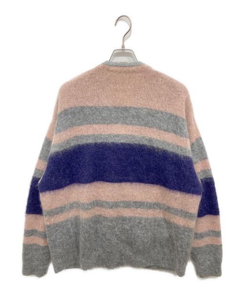 FILL THE BILL（フィルザビル）FILL THE BILL (フィルザビル) モヘアボーダーカーディガン ピンク×パープル×グレー サイズ:2の古着・服飾アイテム