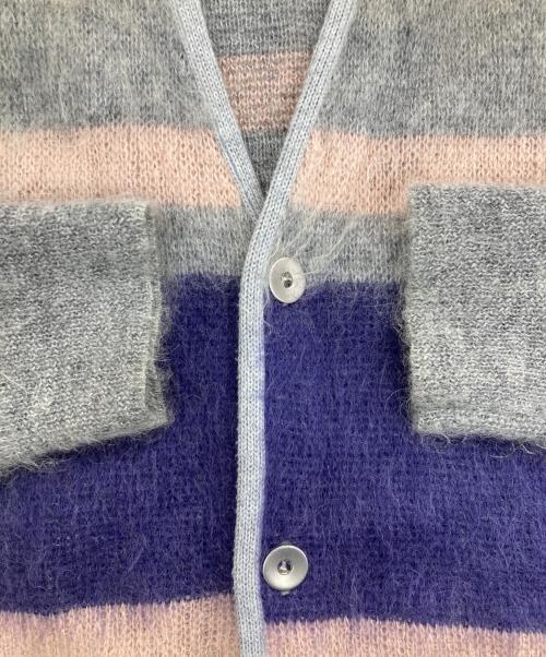 FILL THE BILL（フィルザビル）FILL THE BILL (フィルザビル) モヘアボーダーカーディガン ピンク×パープル×グレー サイズ:2の古着・服飾アイテム