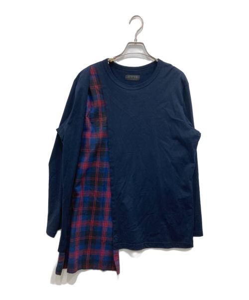 s'yte（サイト）s'yte (サイト) チェック切替カットソー ネイビー×レッド サイズ:3の古着・服飾アイテム