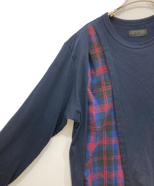 s'yte（サイト）s'yte (サイト) チェック切替カットソー ネイビー×レッド サイズ:3の古着・服飾アイテム