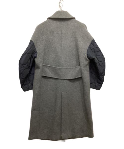 ENFOLD（エンフォルド）ENFOLD (エンフォルド) フェザーリーバーロングPコート グレー×ネイビー サイズ:36の古着・服飾アイテム