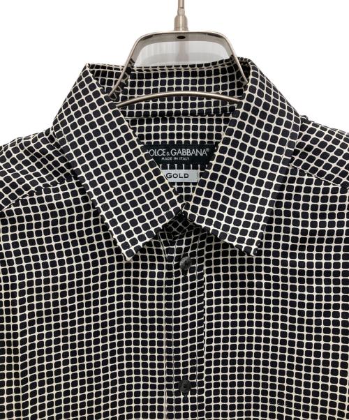 DOLCE & GABBANA（ドルチェ＆ガッバーナ）DOLCE & GABBANA (ドルチェ＆ガッバーナ) シルクシャツ ブラック×ホワイト サイズ:15/38の古着・服飾アイテム