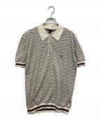 LOUIS VUITTONルイ ヴィトン）の古着「コットンシルク ボーダーポロシャツ」｜ホワイト×ブラウン