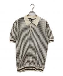 LOUIS VUITTON（ルイ ヴィトン）の古着「コットンシルク ボーダーポロシャツ」｜ホワイト×ブラウン