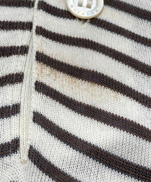 LOUIS VUITTON（ルイ ヴィトン）LOUIS VUITTON (ルイ ヴィトン) コットンシルク ボーダーポロシャツ ホワイト×ブラウン サイズ:Lの古着・服飾アイテム