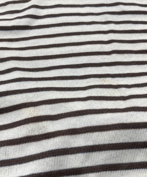 LOUIS VUITTON（ルイ ヴィトン）LOUIS VUITTON (ルイ ヴィトン) コットンシルク ボーダーポロシャツ ホワイト×ブラウン サイズ:Lの古着・服飾アイテム