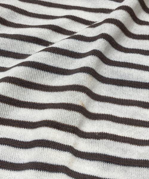 LOUIS VUITTON（ルイ ヴィトン）LOUIS VUITTON (ルイ ヴィトン) コットンシルク ボーダーポロシャツ ホワイト×ブラウン サイズ:Lの古着・服飾アイテム