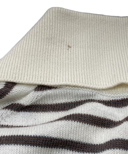 LOUIS VUITTON（ルイ ヴィトン）LOUIS VUITTON (ルイ ヴィトン) コットンシルク ボーダーポロシャツ ホワイト×ブラウン サイズ:Lの古着・服飾アイテム