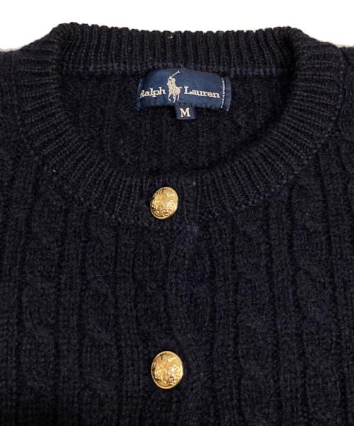 RALPH LAUREN（ラルフローレン）RALPH LAUREN (ラルフローレン) 金ボタン ケーブルニットカーディガン ネイビー サイズ:Ｍの古着・服飾アイテム