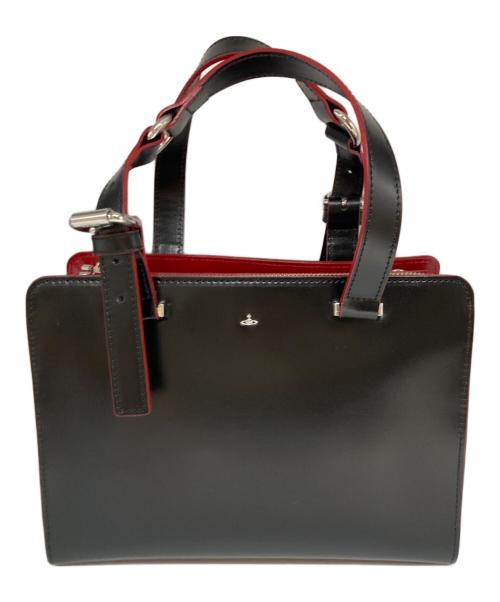 Vivienne Westwood（ヴィヴィアンウエストウッド）Vivienne Westwood (ヴィヴィアンウエストウッド) TINY ORB 2WAYハンドバッグ ブラック×レッドの古着・服飾アイテム