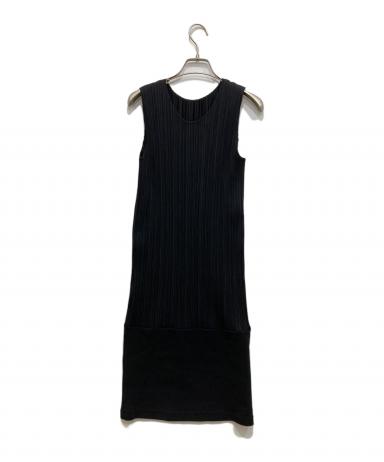 【美品】PLEATS PLEASEプリーツプリーズ ワンピース 黒 中古・古着通販】PLEATS PLEASE (プリーツプリーズ) プリーツ切替