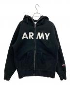 Champion REVERSE WEAVEチャンピオン リバース ウィーブ）の古着「ARMY プリントジップパーカー」｜ブラック