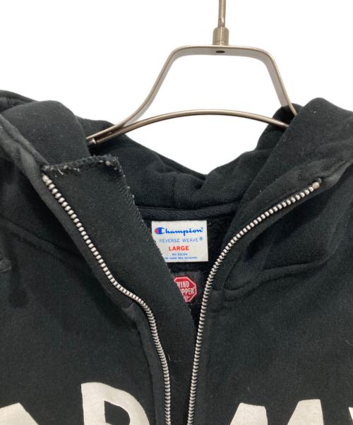 Champion REVERSE WEAVE（チャンピオン リバース ウィーブ）Champion REVERSE WEAVE (チャンピオン リバース ウィーブ) ARMY プリントジップパーカー ブラック サイズ:Lの古着・服飾アイテム