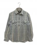 RRLダブルアールエル）の古着「ハーフジップチェックシャツ」｜グレー