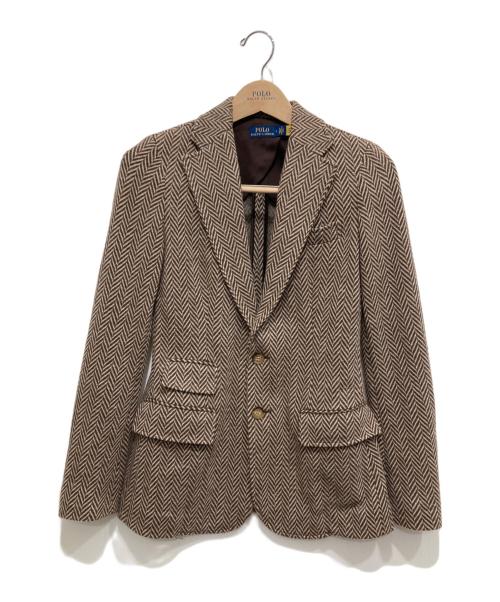 POLO RALPH LAUREN（ポロ・ラルフローレン）POLO RALPH LAUREN (ポロ・ラルフローレン) ヘリンボーンテーラードジャケット ブラウン サイズ:2の古着・服飾アイテム
