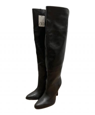 中古・古着通販】ZARA (ザラ) ハイヒールロングブーツ ブラック サイズ