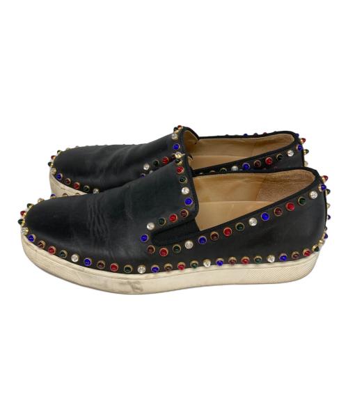 Christian Louboutin（クリスチャン・ルブタン）Christian Louboutin (クリスチャン・ルブタン) マルチカラースパイクスタッズスリッポン ブラック サイズ:38の古着・服飾アイテム