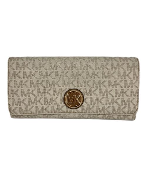 MICHAEL KORS（マイケル・コース）MICHAEL KORS (マイケル・コース) 長財布 ホワイト×ベージュの古着・服飾アイテム