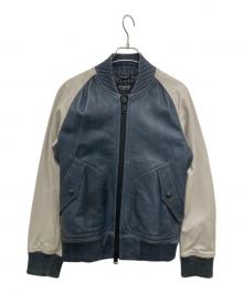 BURBERRY BLACK LABEL（バーバリーブラックレーベル）の古着「レザージャケット」｜ネイビー