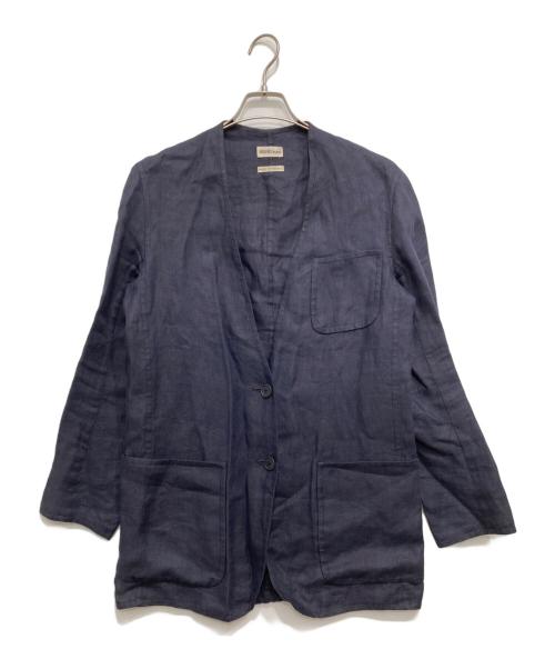 HERMES（エルメス）HERMES (エルメス) リネンノーカラージャケット ネイビー サイズ:34の古着・服飾アイテム