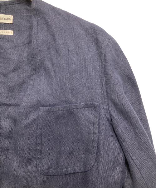 HERMES（エルメス）HERMES (エルメス) リネンノーカラージャケット ネイビー サイズ:34の古着・服飾アイテム