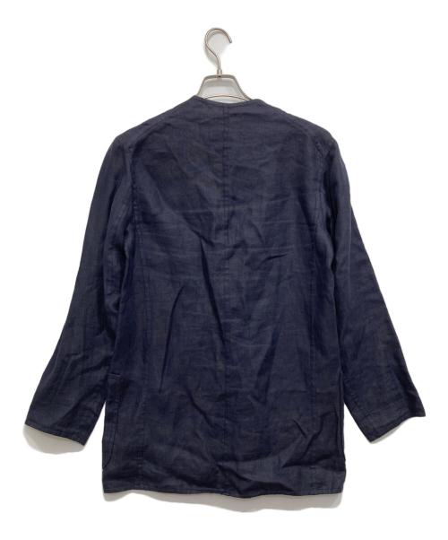 HERMES（エルメス）HERMES (エルメス) リネンノーカラージャケット ネイビー サイズ:34の古着・服飾アイテム