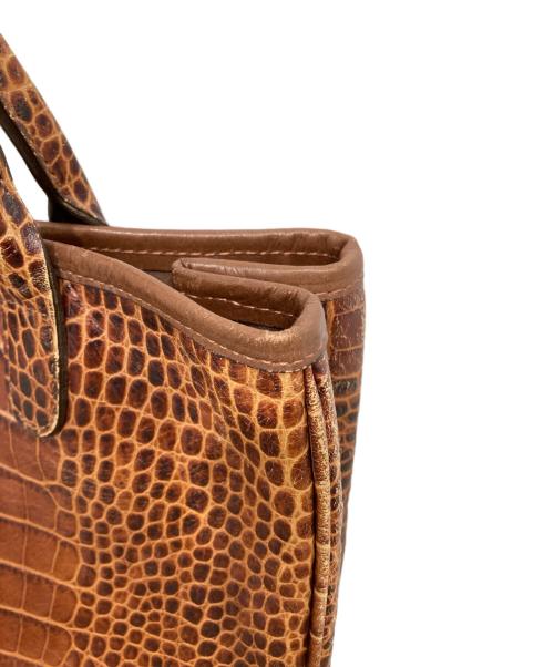 LONGCHAMP（ロンシャン）LONGCHAMP (ロンシャン) クロコ型押しハンドバッグ ブラウンの古着・服飾アイテム