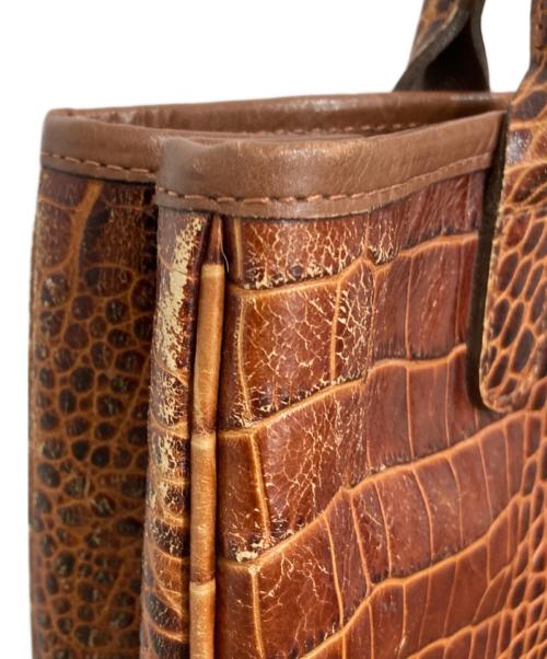 LONGCHAMP（ロンシャン）LONGCHAMP (ロンシャン) クロコ型押しハンドバッグ ブラウンの古着・服飾アイテム