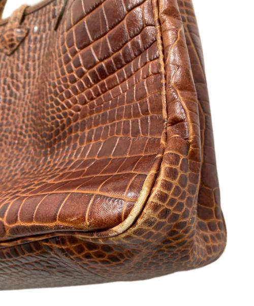 LONGCHAMP（ロンシャン）LONGCHAMP (ロンシャン) クロコ型押しハンドバッグ ブラウンの古着・服飾アイテム