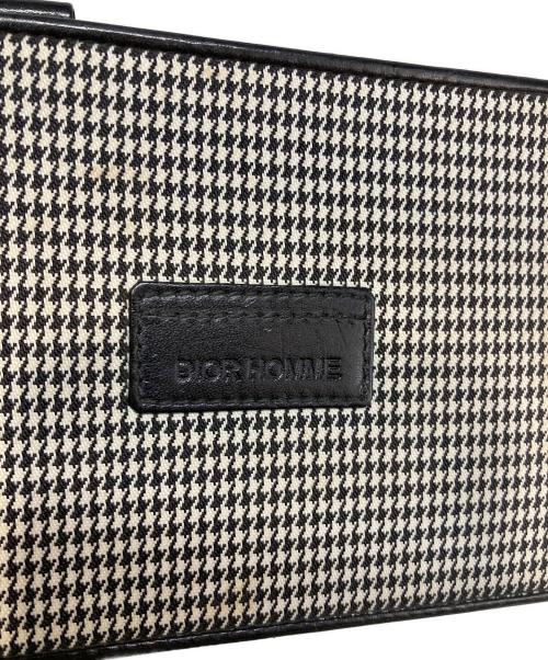 DIOR HOMME（ディオール オム）Dior Homme (ディオール オム) 千鳥格子柄2つ折り財布 ホワイト×ブラックの古着・服飾アイテム