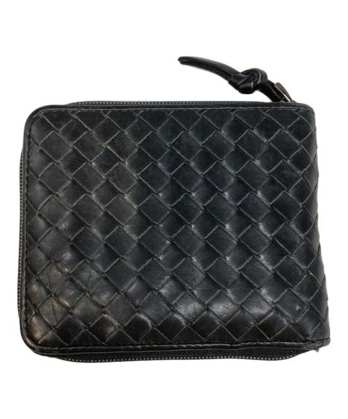 BOTTEGA VENETA（ボッテガベネタ）BOTTEGA VENETA (ボッテガベネタ) イントレチャート2つ折り財布 ブラックの古着・服飾アイテム