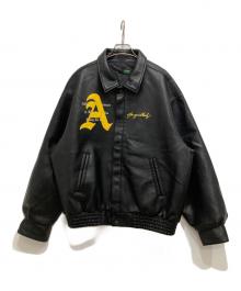 A FEW GOOD KIDS（アフューグッドキッズ）の古着「AFGK レーシング イミテーションレザージャケット」｜ブラック