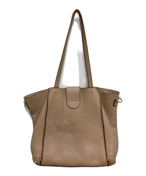 TOD'S（トッズ）TOD'S (トッズ) ダブルTリングトートバッグ ベージュの古着・服飾アイテム
