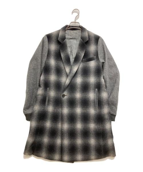 ETHOSENS（エトセンス）ETHOSENS (エトセンス) チェック切替コート ブラック サイズ:1の古着・服飾アイテム