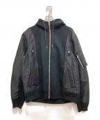 sacaiサカイ）の古着「Sponge Sweat x Nylon Twill Hoodie」｜ブラック