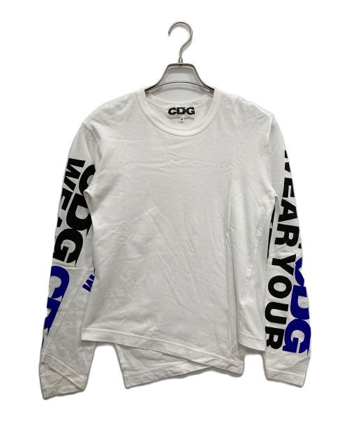 CDG（シーディージー）CDG (シーディージー) 袖ロゴプリントカットソー ホワイト サイズ:Mの古着・服飾アイテム