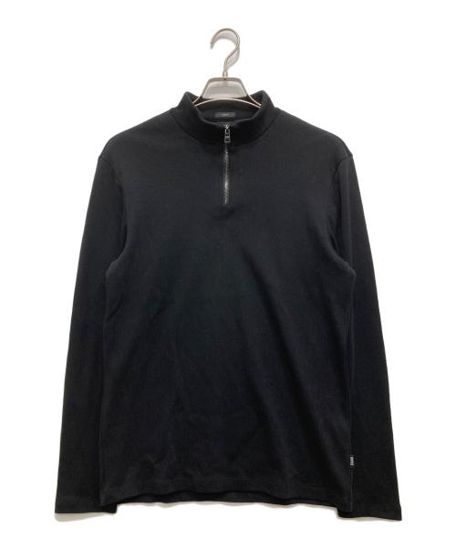 HUGO BOSS（ヒューゴ ボス）HUGO BOSS (ヒューゴ ボス) ハーフジップカットソー ブラック サイズ:L（INT/ｲﾝﾀｰﾅｼｮﾅﾙ）の古着・服飾アイテム