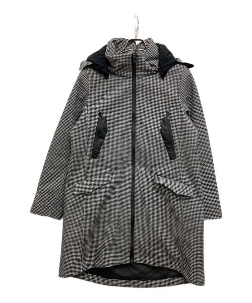 HERNO（ヘルノ）HERNO (ヘルノ) ラミナー ハウンドトゥースインナーダウンフーデットロングコート グレー サイズ:44の古着・服飾アイテム
