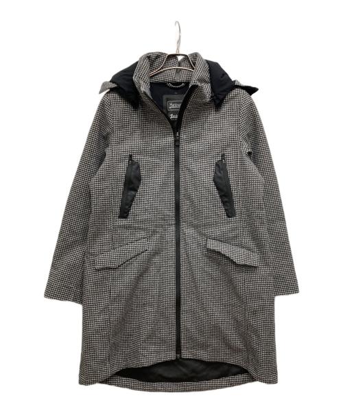 HERNO（ヘルノ）HERNO (ヘルノ) ラミナー ハウンドトゥースインナーダウンフーデットロングコート グレー サイズ:44の古着・服飾アイテム