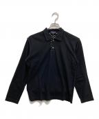 COMME des GARCONS HOMMEコムデギャルソン オム）の古着「デザインドット柄長袖ポロシャツ」｜ブラック