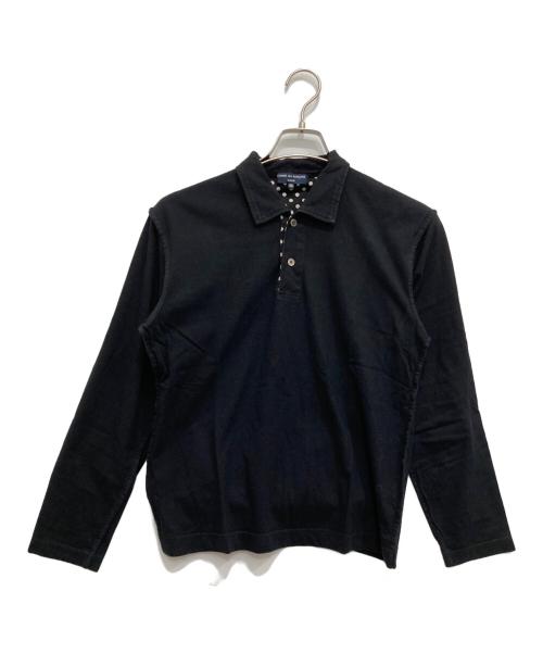 COMME des GARCONS HOMME（コムデギャルソン オム）COMME des GARCONS HOMME (コムデギャルソン オム) デザインドット柄長袖ポロシャツ ブラック サイズ:SSの古着・服飾アイテム