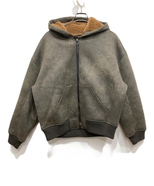 ZARA（ザラ）ZARA (ザラ) ウォッシュドダブルフェイス フェイクレザー ジャケット カーキ サイズ:Lの古着・服飾アイテム