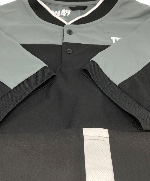 TFW49（ティーエフダブリューフォーティーナイン）TFW49 (ティーエフダブリューフォーティーナイン) SIDE MESH COLLARLESS POLO ブラック サイズ:XXLの古着・服飾アイテム