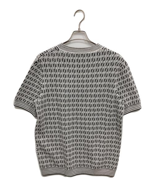 FENDI（フェンディ）FENDI (フェンディ) ズッカ柄半袖ニット ホワイト×ブラック サイズ:XLの古着・服飾アイテム