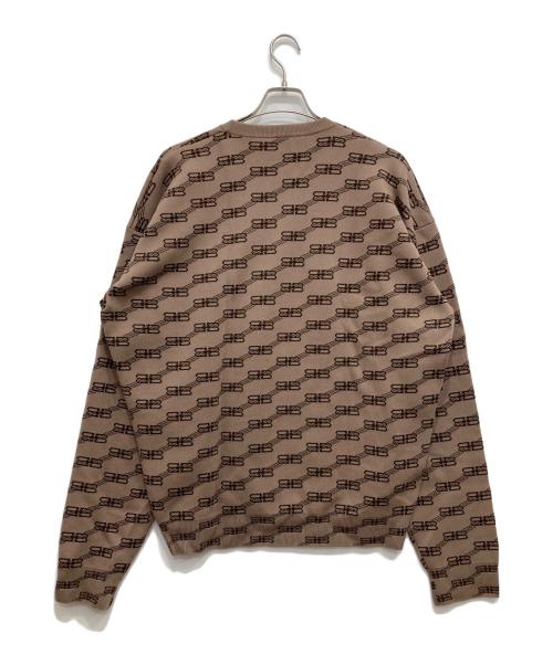BALENCIAGA（バレンシアガ）BALENCIAGA (バレンシアガ) BBロゴ総柄ニット ブラウン サイズ:Mの古着・服飾アイテム