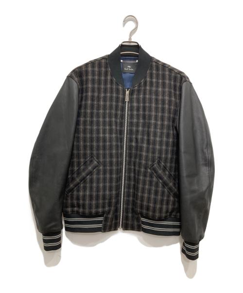 PAUL SMITH（ポールスミス）Paul Smith (ポールスミス) ウールチェックフライトジャケット ブラウン×ブラック サイズ:Mの古着・服飾アイテム