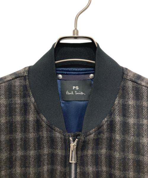 PAUL SMITH（ポールスミス）Paul Smith (ポールスミス) ウールチェックフライトジャケット ブラウン×ブラック サイズ:Mの古着・服飾アイテム